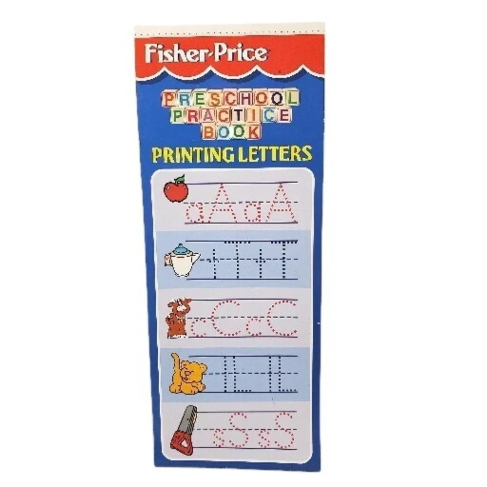 Vintage 1998 Fisher Price Preschool Practice Book Printing Letters Workbook